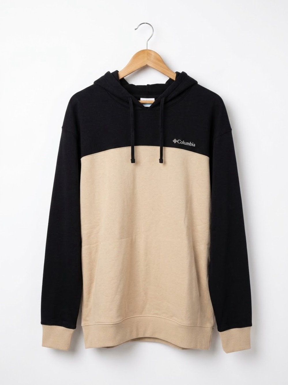 Columbia Men's Black and Beige Colorblock Pullover Hoodie